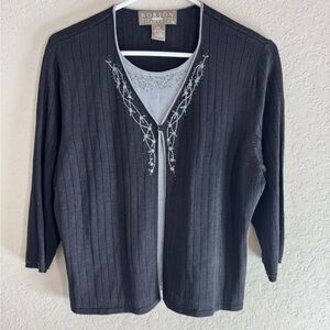 Norton McNaughton  Embroidered Silk Tank Cardigan Vtg Size PXL